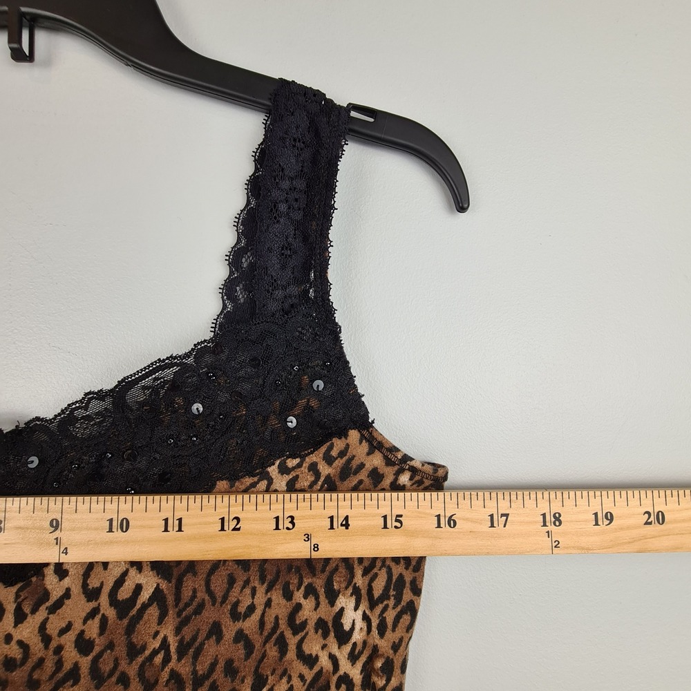 First Issue Leopard Print Lace Sequin V-Neck Camisole Tank Top Small Y2k Boho - Picture 3 of 7